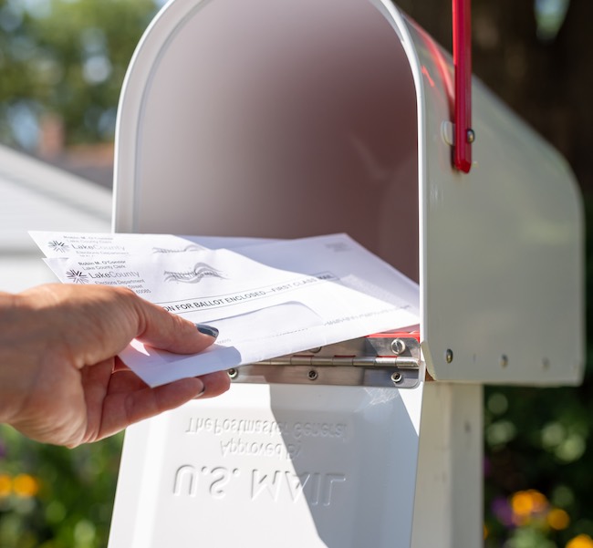 mailbox with mail-in ballots